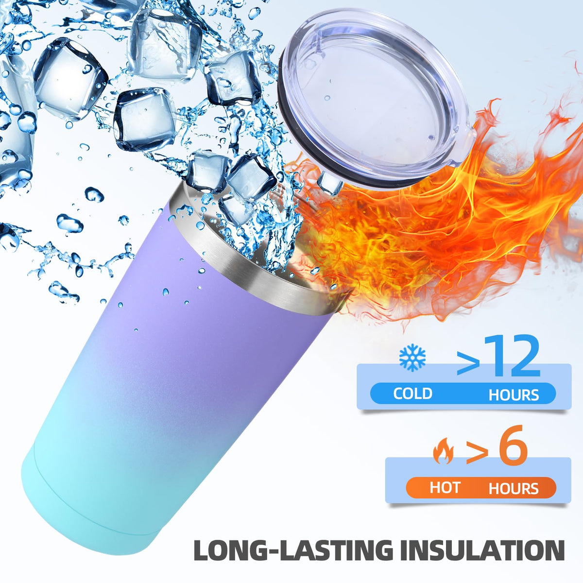 20oz Stainless Steel Insulated Tumbler with Lid and Straw 4 Pack L719807