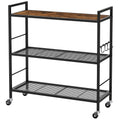 3-Tier Metal Storage Rack with Wheels, Mesh Shelving Unit, Black L813554