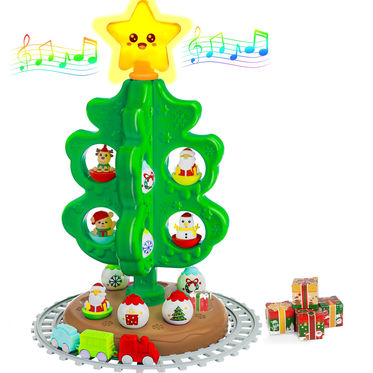 Light Up Musical Christmas Tree Toy Set with Ornaments F429494