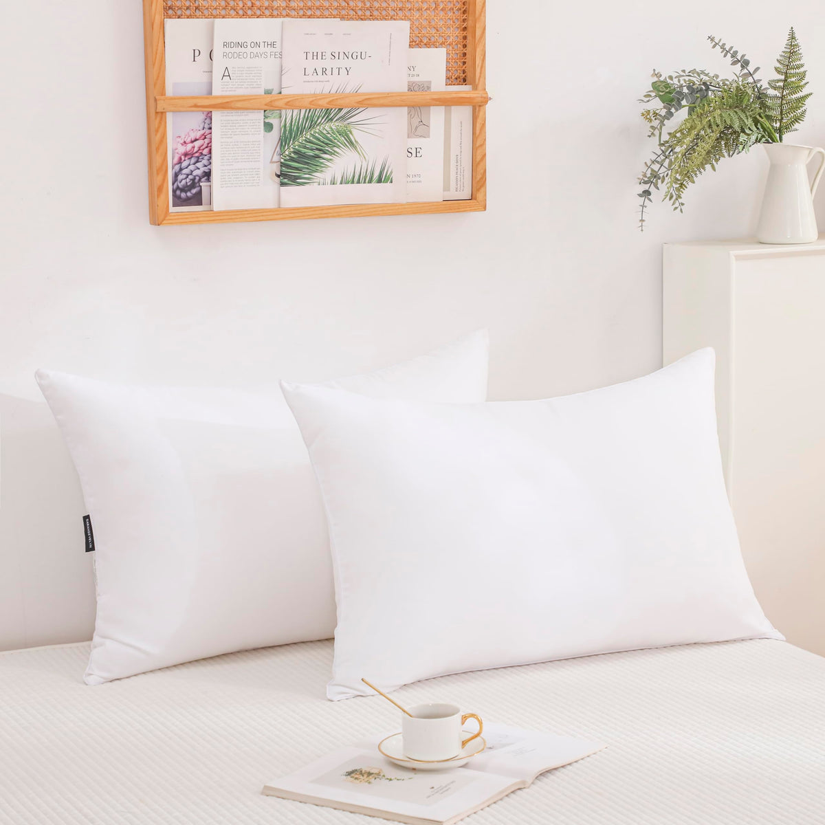Gold Down Alternative Bed Pillow Set of 2 King Size X3651