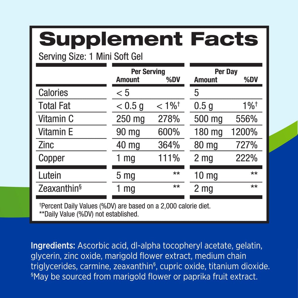 Lutein Zeaxanthin Eye Vitamins 130 Softgels U18166