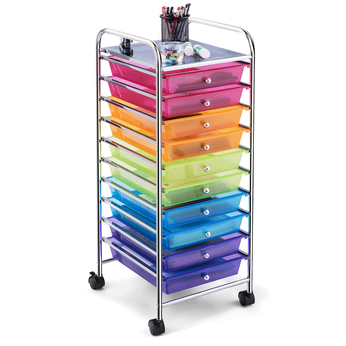 10 Drawer Metal Rolling Utility Cart K3308