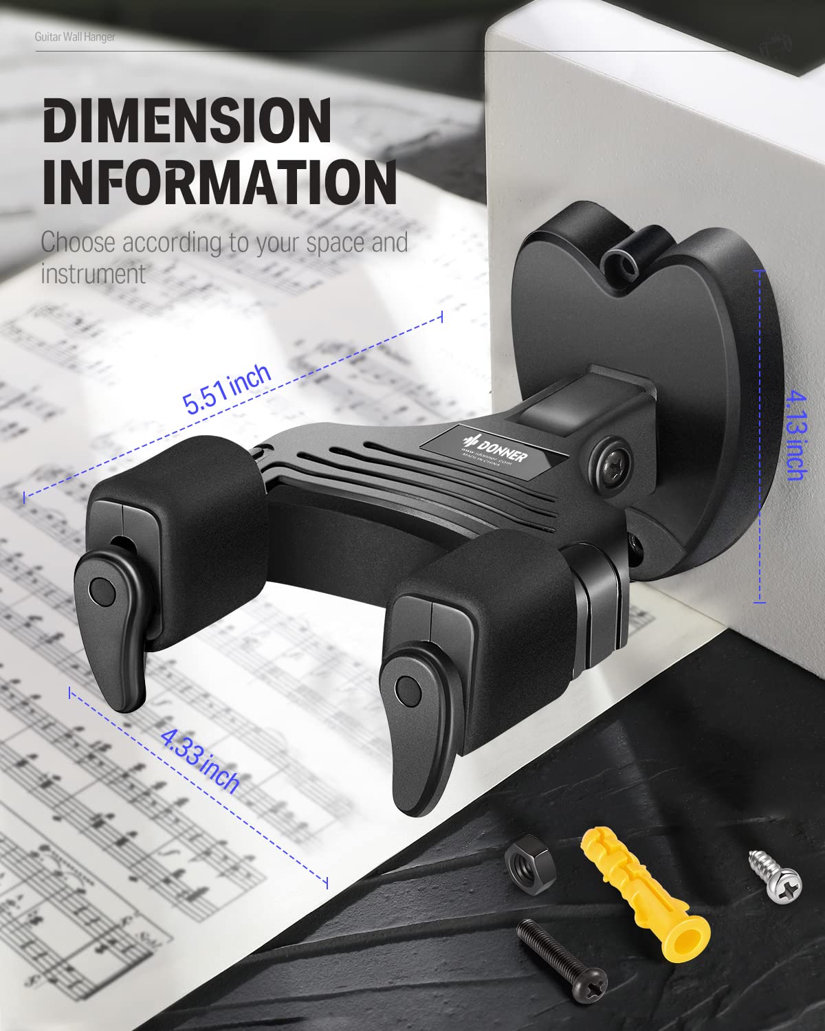 Black Guitar Wall Mount 3-Pack S868