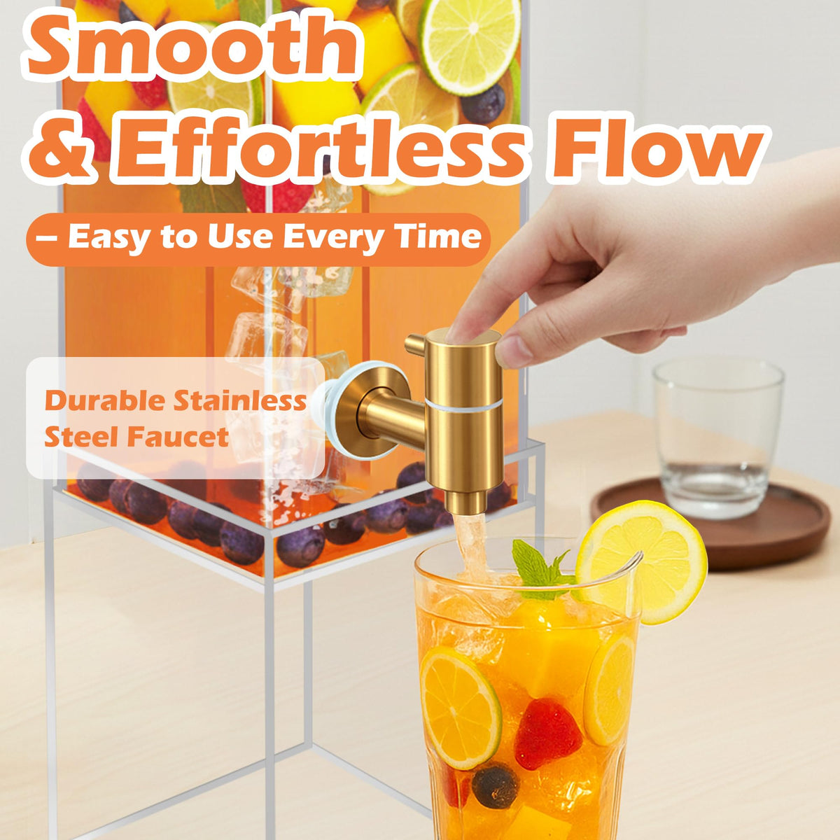 2 Gallon Drink Dispenser with Airtight Valve and Acrylic Stand Q5632