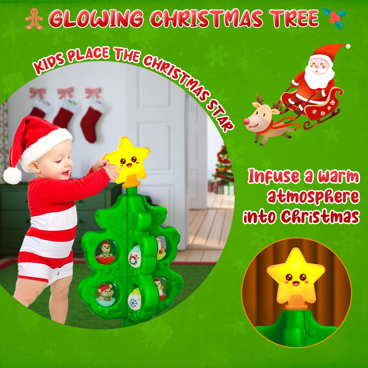 Light Up Musical Christmas Tree Toy Set with Ornaments F429494