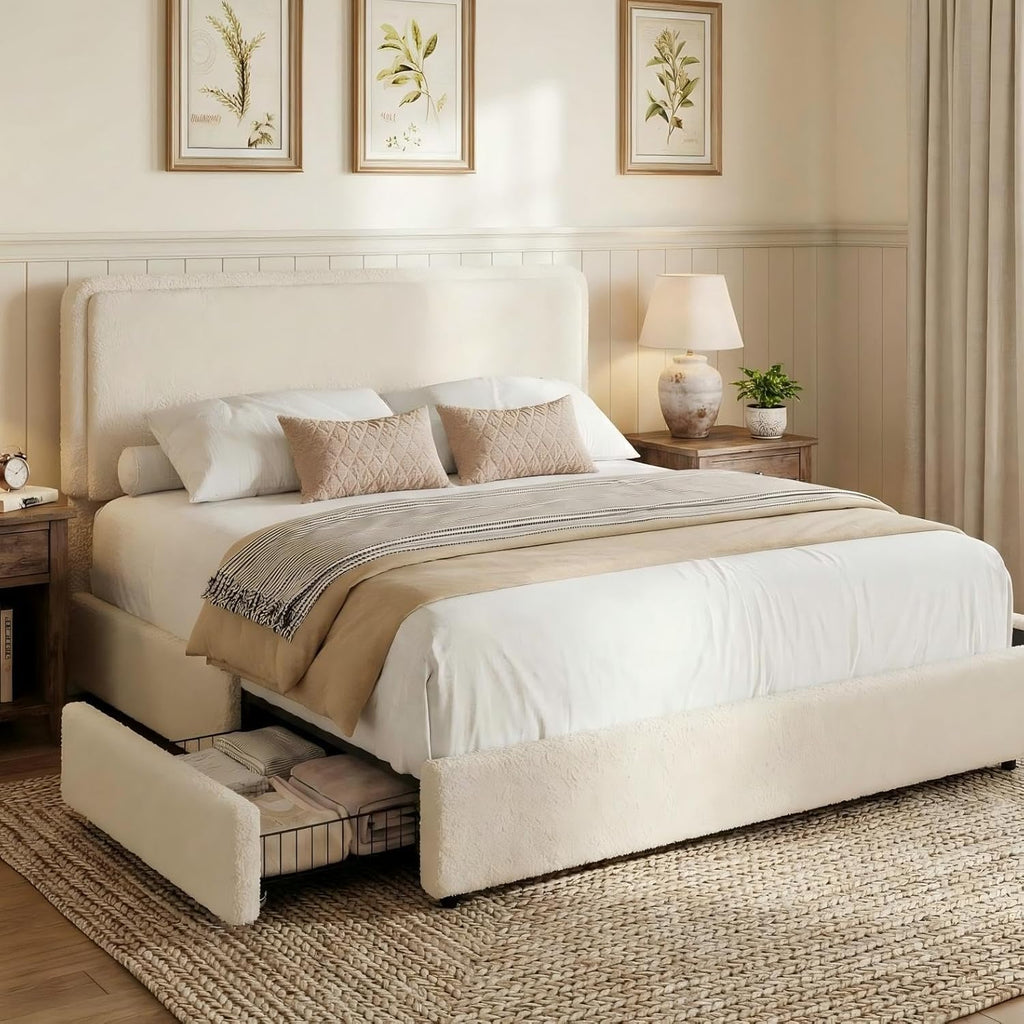 Queen Size Bed Frame with 2 Storage Drawer A834389