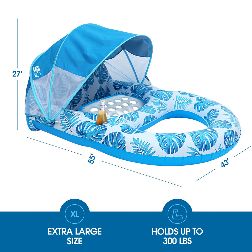 Extra Large Inflatable Pool Lounge Float with Canopy A6497