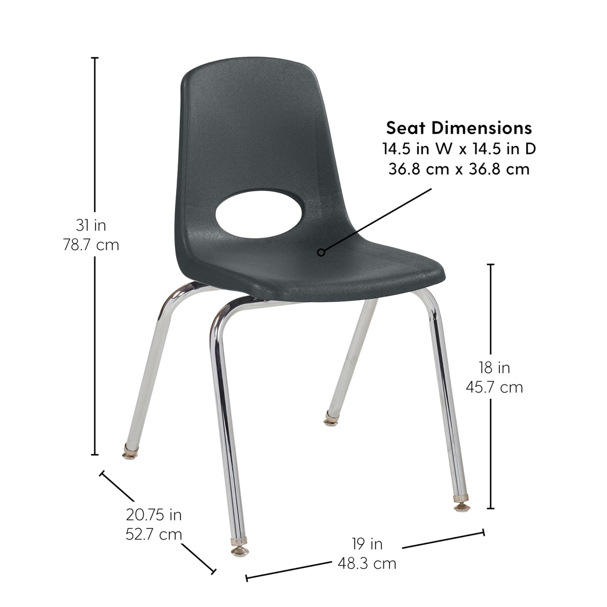 18" Black Stack Chair 5-Pack P48170