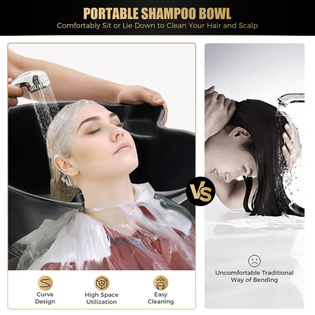 Electric Portable Height Adjustable Shampoo Bowl with Dual 10L Buckets K398