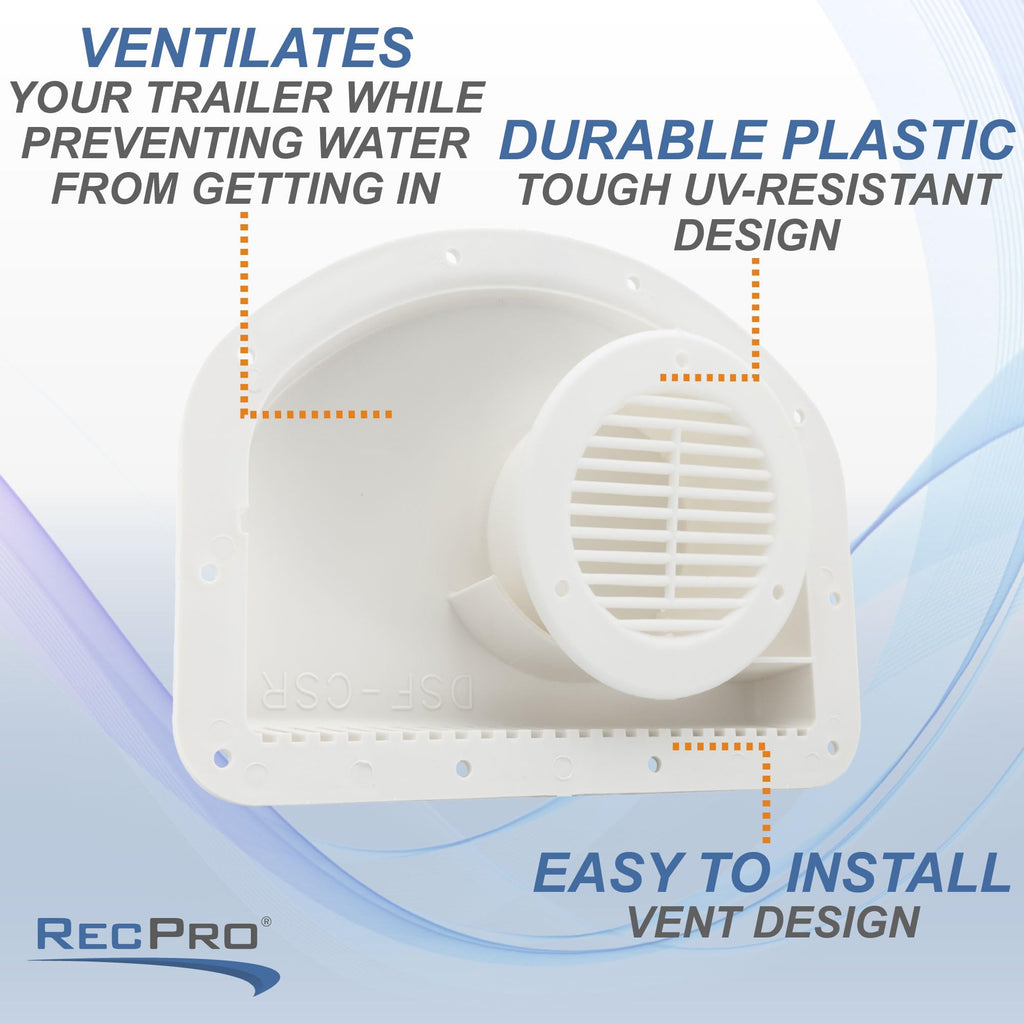 White Trailer Exterior Vent Cowl with Grill 2 Pack Z470453