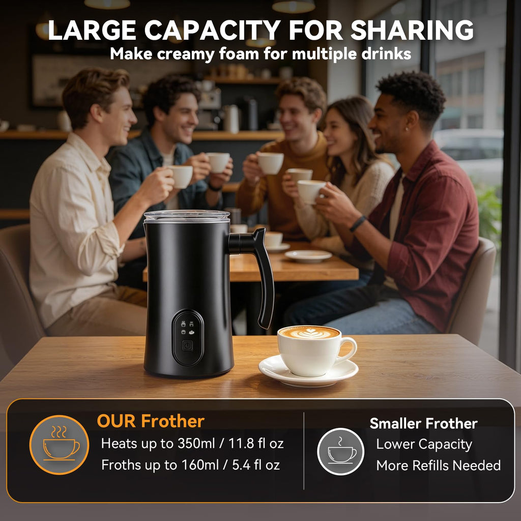 4-in-1 Electric Milk Frother and Steamer Black T63944