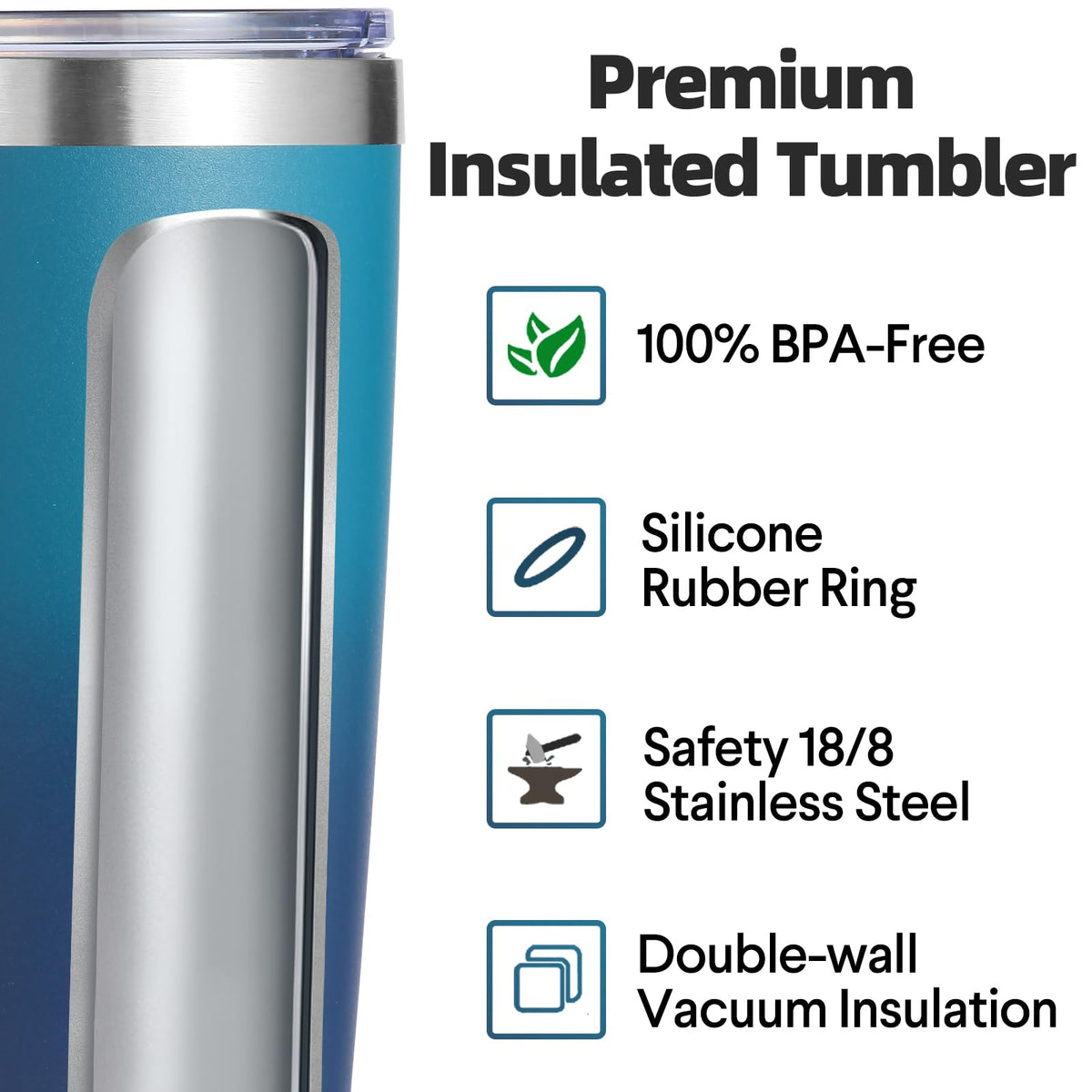 20oz Stainless Steel Insulated Tumbler with Lid and Straw 4 Pack L719807