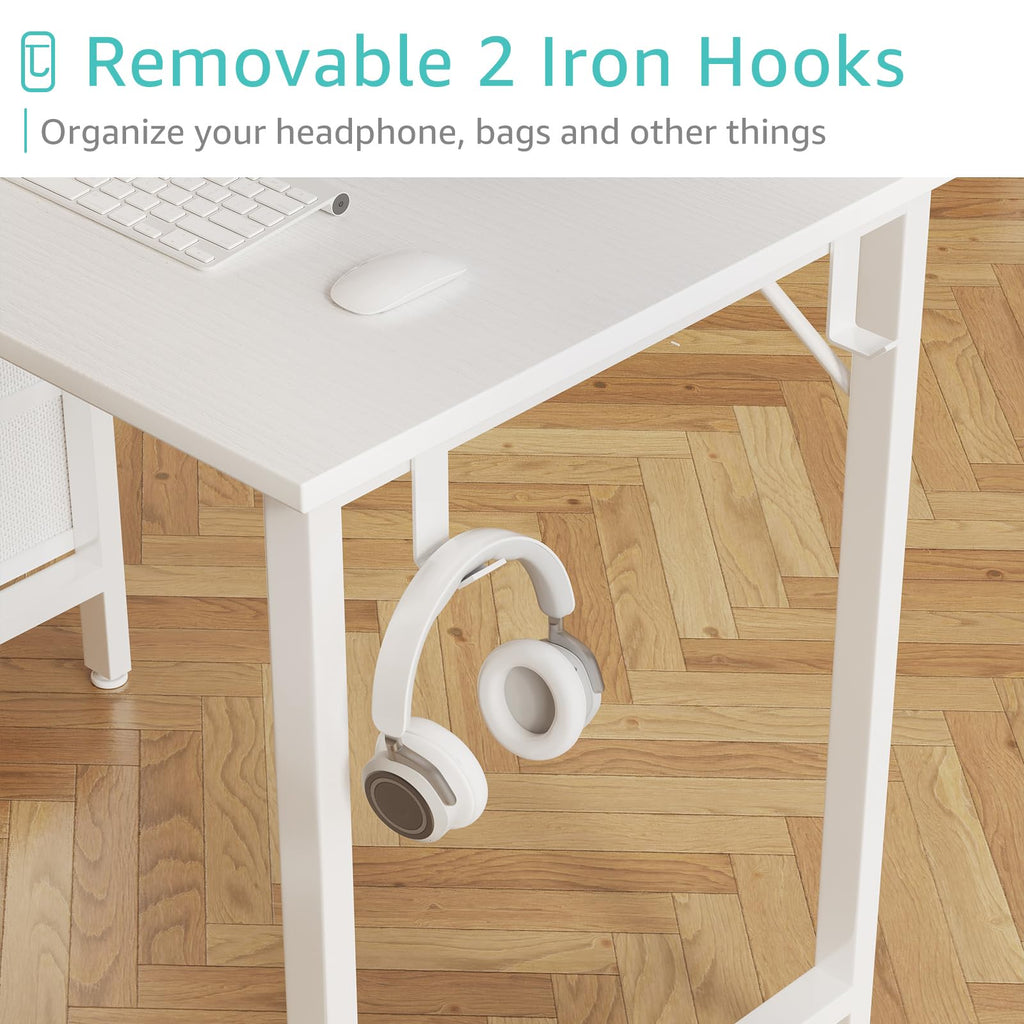 White 47 Inch Computer Desk with Drawers H655528