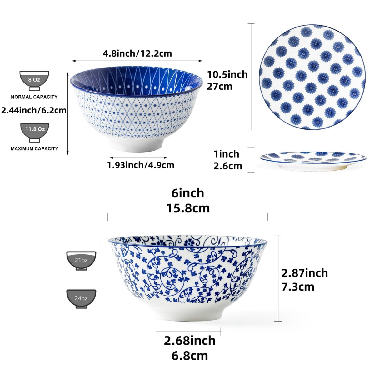 18 Pieces Ceramic Dinnerware Set Service for 6 T14423