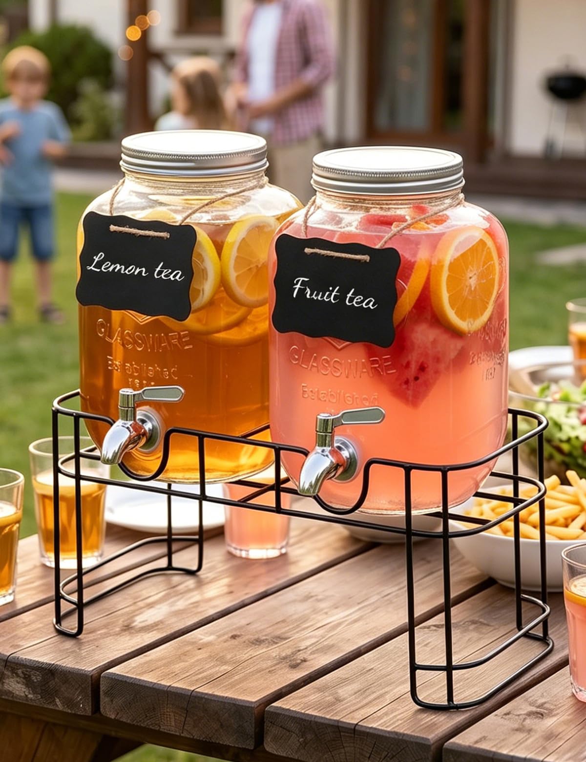 Glass Drink Dispensers 2 Pack with Stand W21336