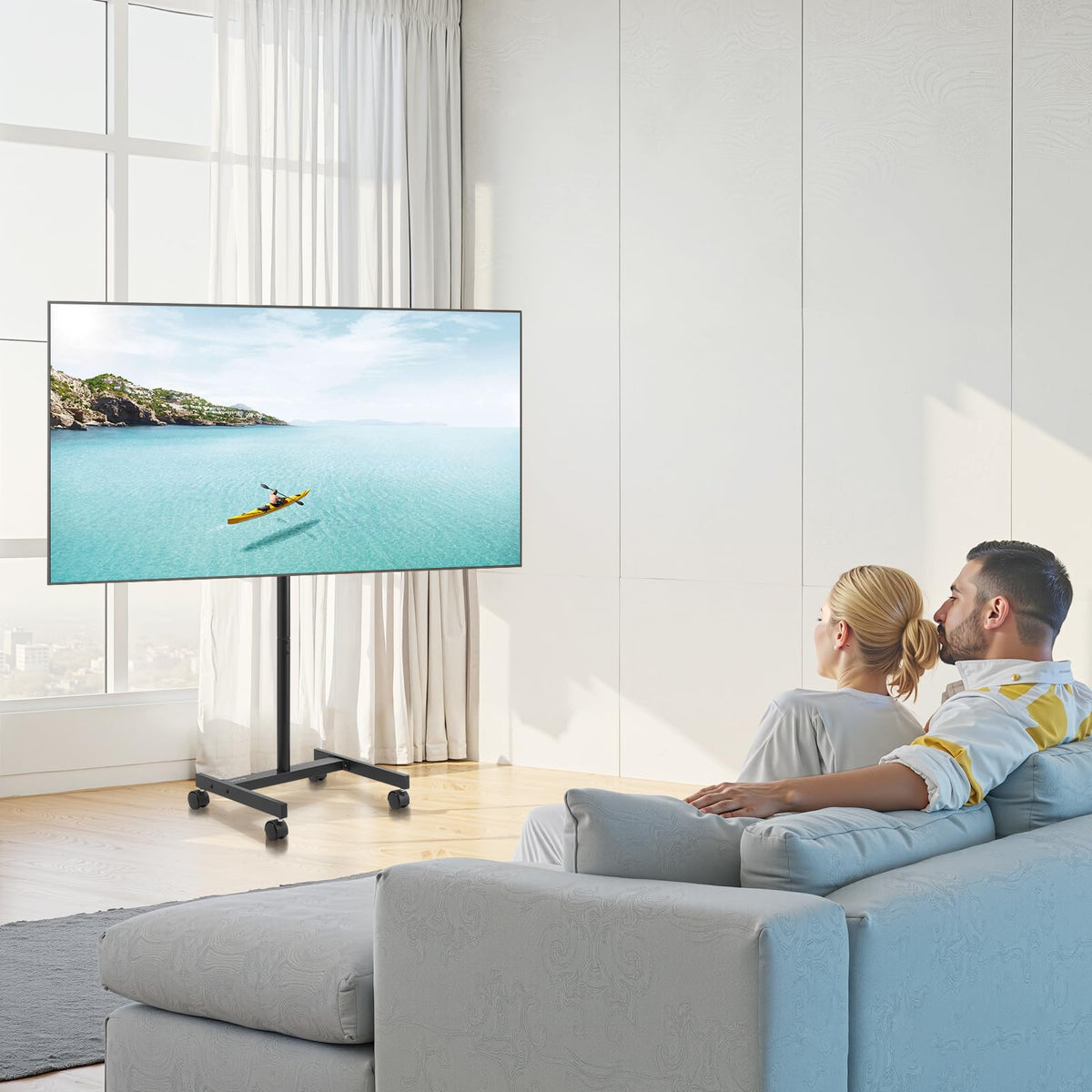 Rolling TV Stand for 17-55 Inch Screens with Wheels W79584