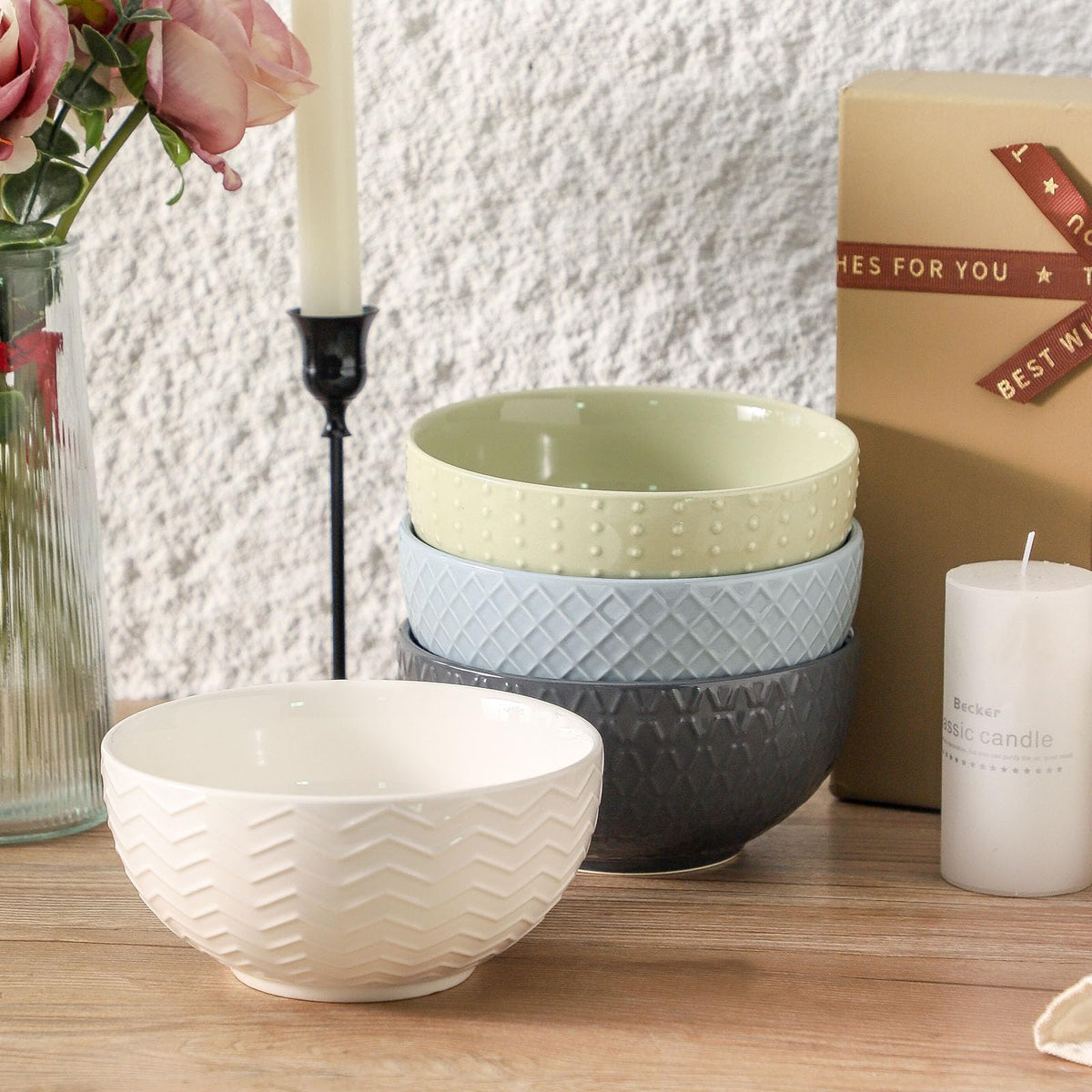 Ceramic Cereal Bowls Set of 4 W4930