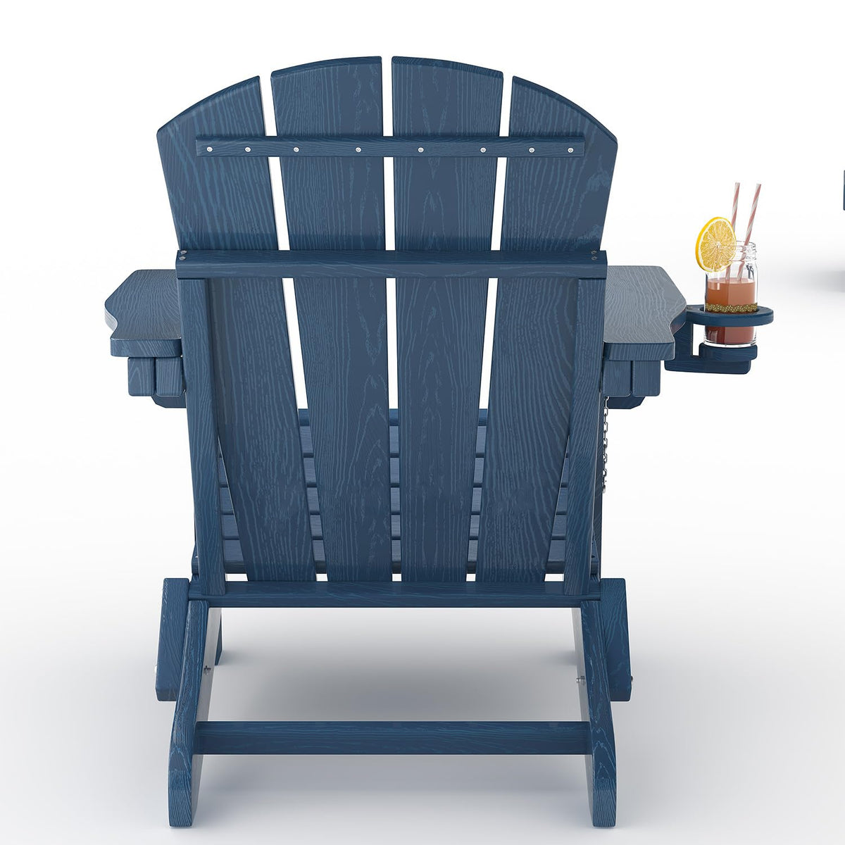 HDPE Folding Adirondack Chair Set of 2 with Side Table, Navy Blue Y3483