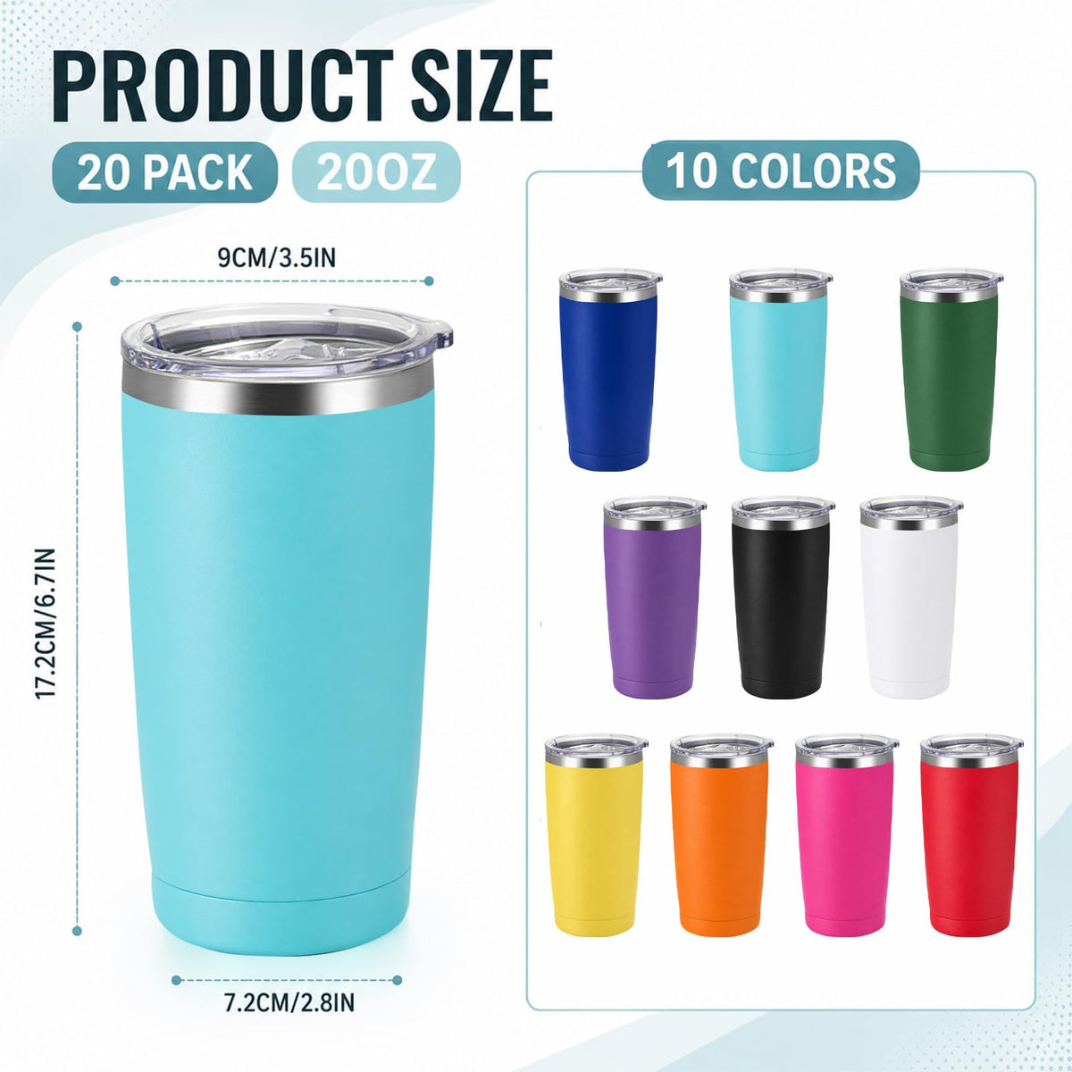 20 Pack 20oz Stainless Steel Insulated Tumbler W5537