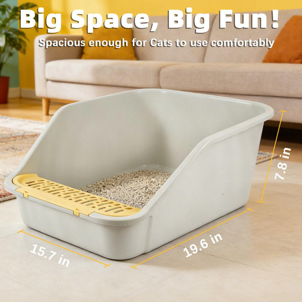High Sides Open Top Cat Litter Box with Low Entry Z21076