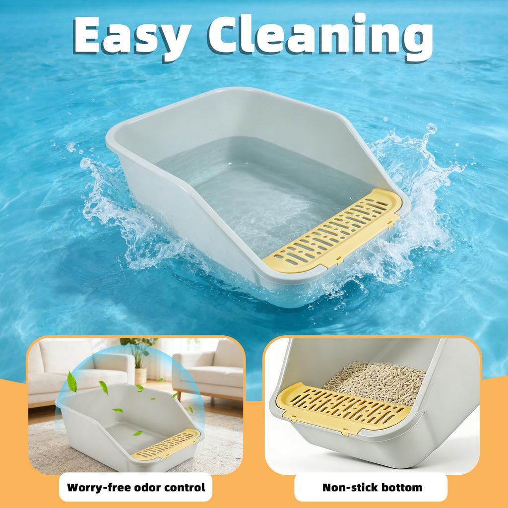 High Sides Open Top Cat Litter Box with Low Entry Z21076