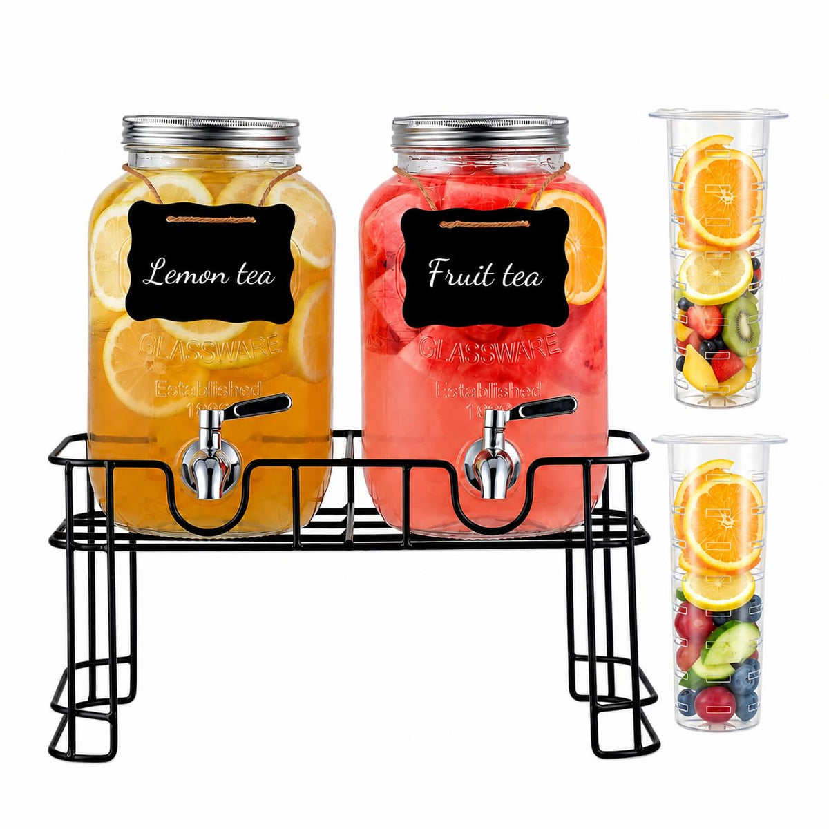 Glass Drink Dispensers 2 Pack with Stand W21336