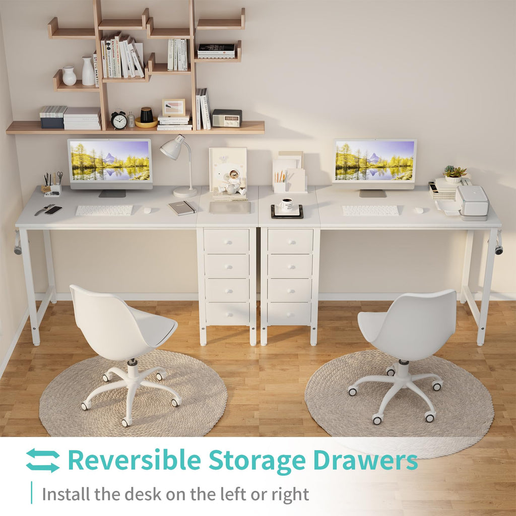 White 47 Inch Computer Desk with Drawers H655528