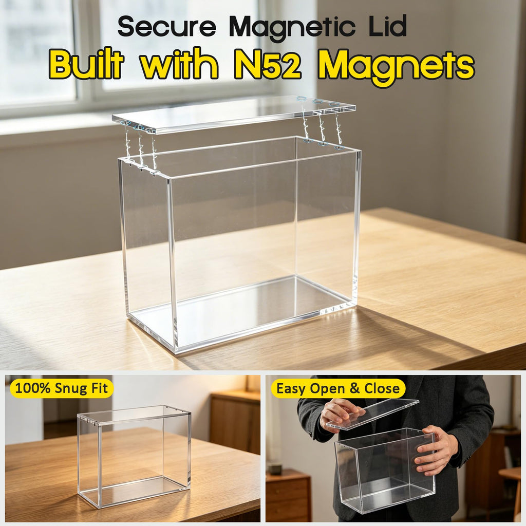 2 Pack Clear Acrylic Magnetic Sliding Lid Display Case B227