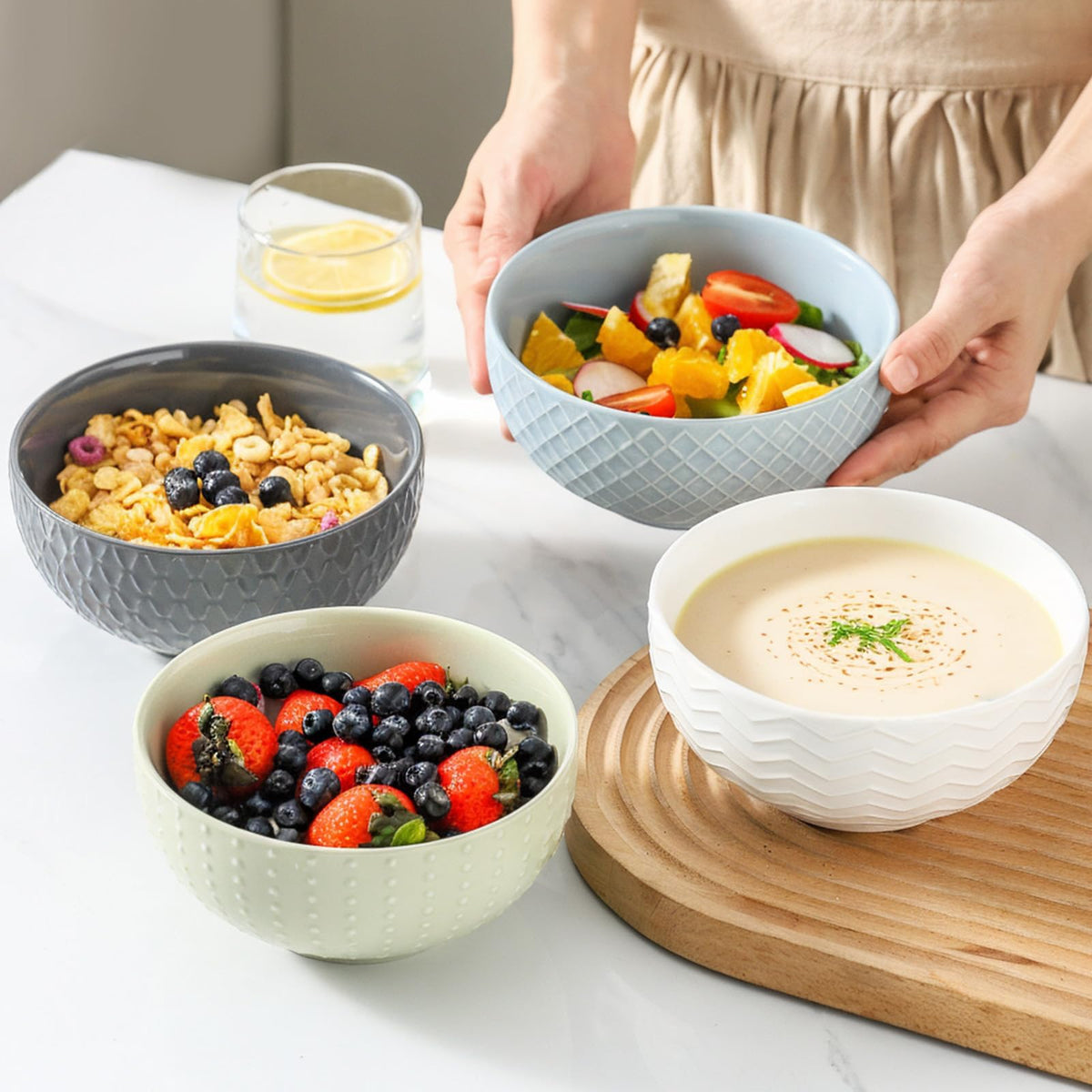 Ceramic Cereal Bowls Set of 4 W4930