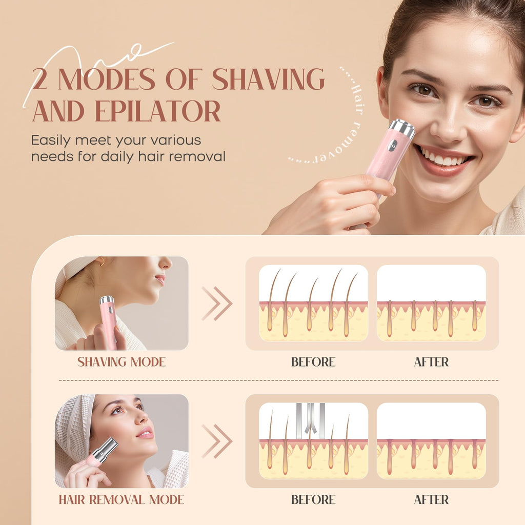 2-in-1 USB Rechargeable Electric Facial Hair Remover with LED Light H8421