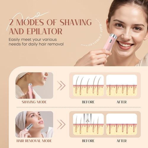 2-in-1 USB Rechargeable Electric Facial Hair Remover with LED Light H8421