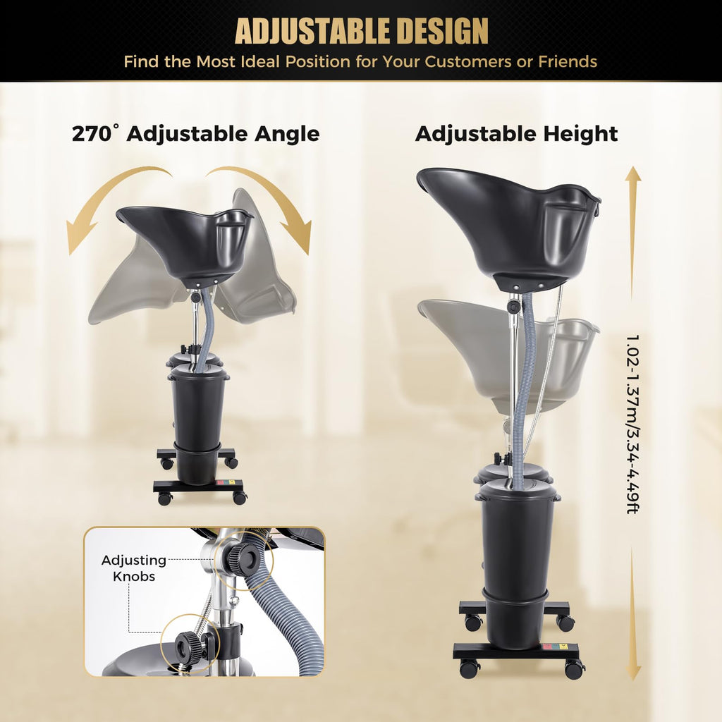 Electric Portable Height Adjustable Shampoo Bowl with Dual 10L Buckets K398