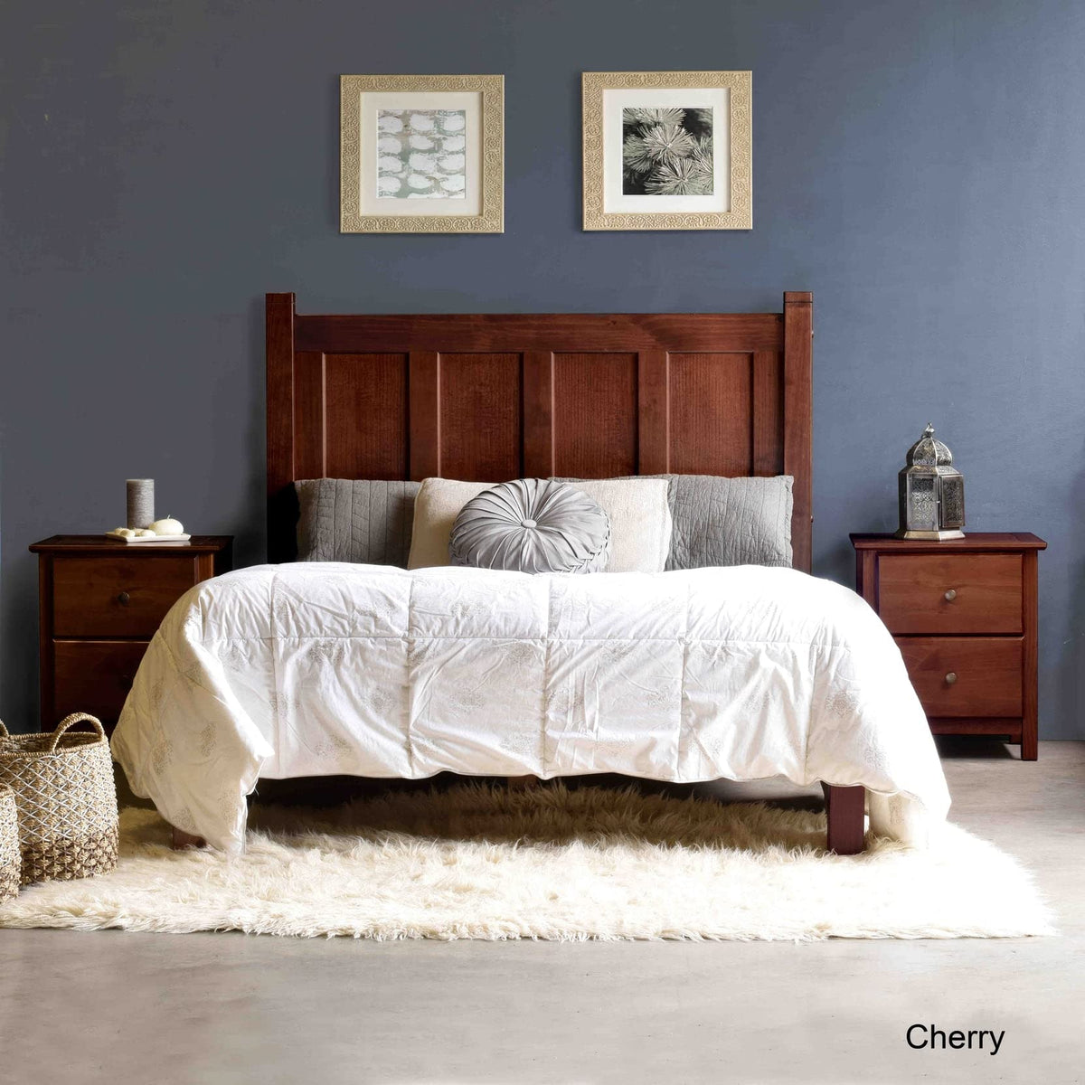 Solid Wood Platform Bed, Full Size, Cherry A83407