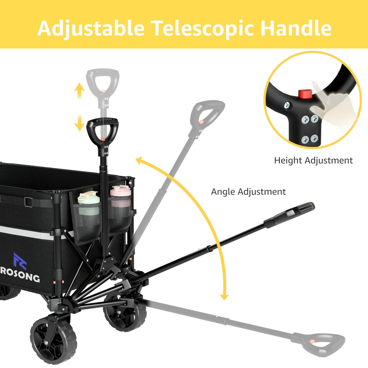 Collapsible Heavy Duty Wagon Cart with Wheels 120L Black L953