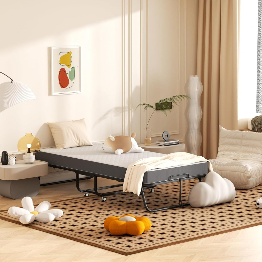 Folding Guest Bed Single Size with 5 Inch Memory Foam Mattress X26421