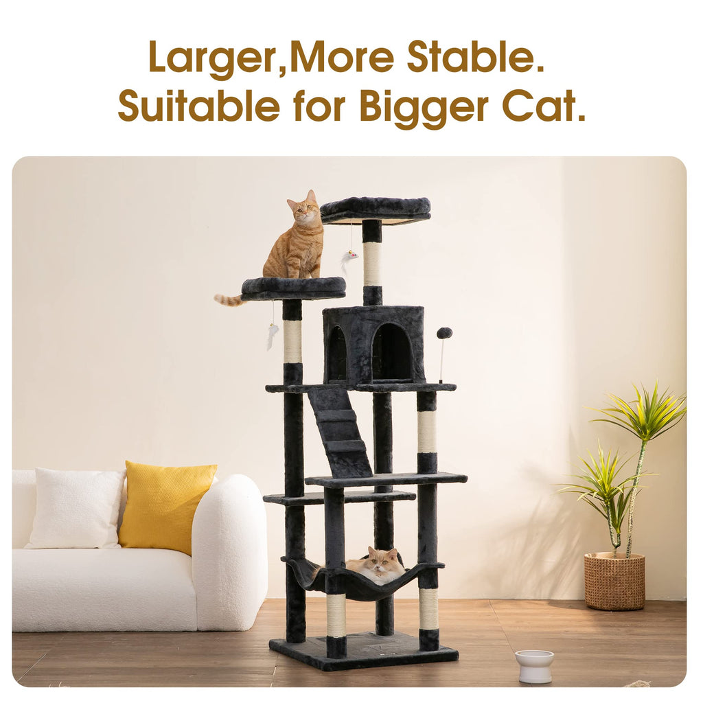 70.1-Inch Multi-Level Plush Cat Tree with Hammock Y899153