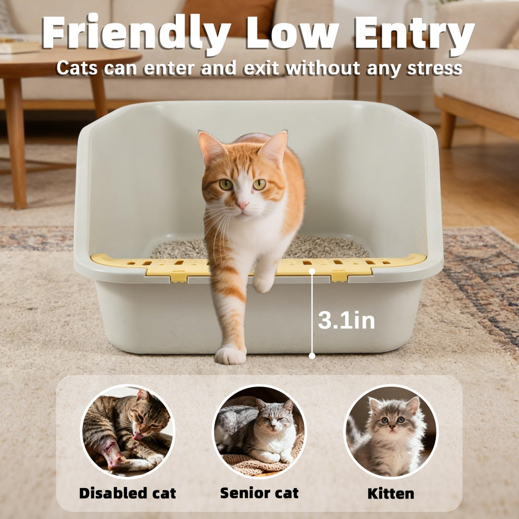 High Sides Open Top Cat Litter Box with Low Entry Z21076