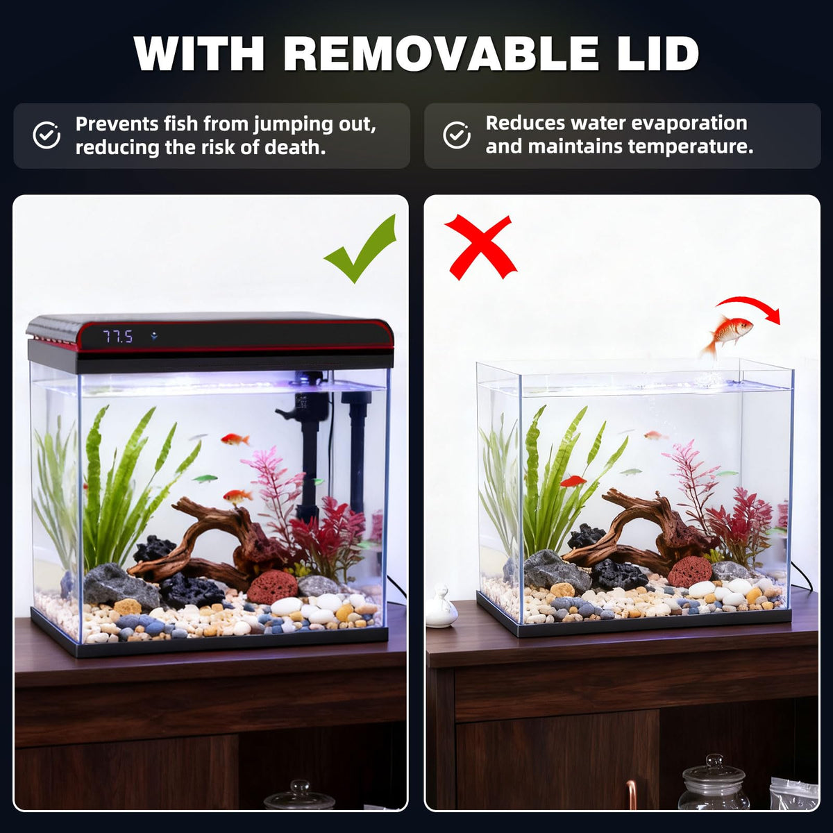 20 Gallon Glass Fish Tank Aquarium Starter Kit with LED Lights Filter Pump N9426