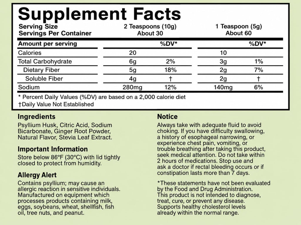 Lemon Ginger Psyllium Husk Fiber Powder Drink Mix S92488