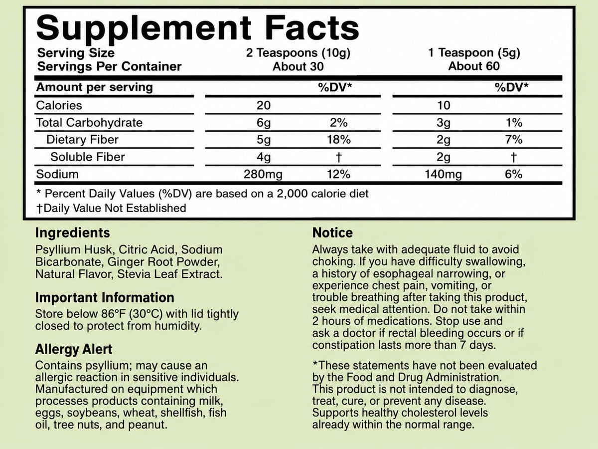 Lemon Ginger Psyllium Husk Fiber Powder Drink Mix S92488