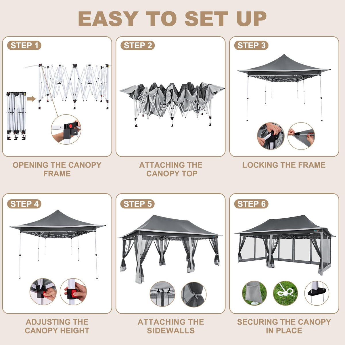 12x20 Pop Up Gazebo with Mosquito Netting E26327