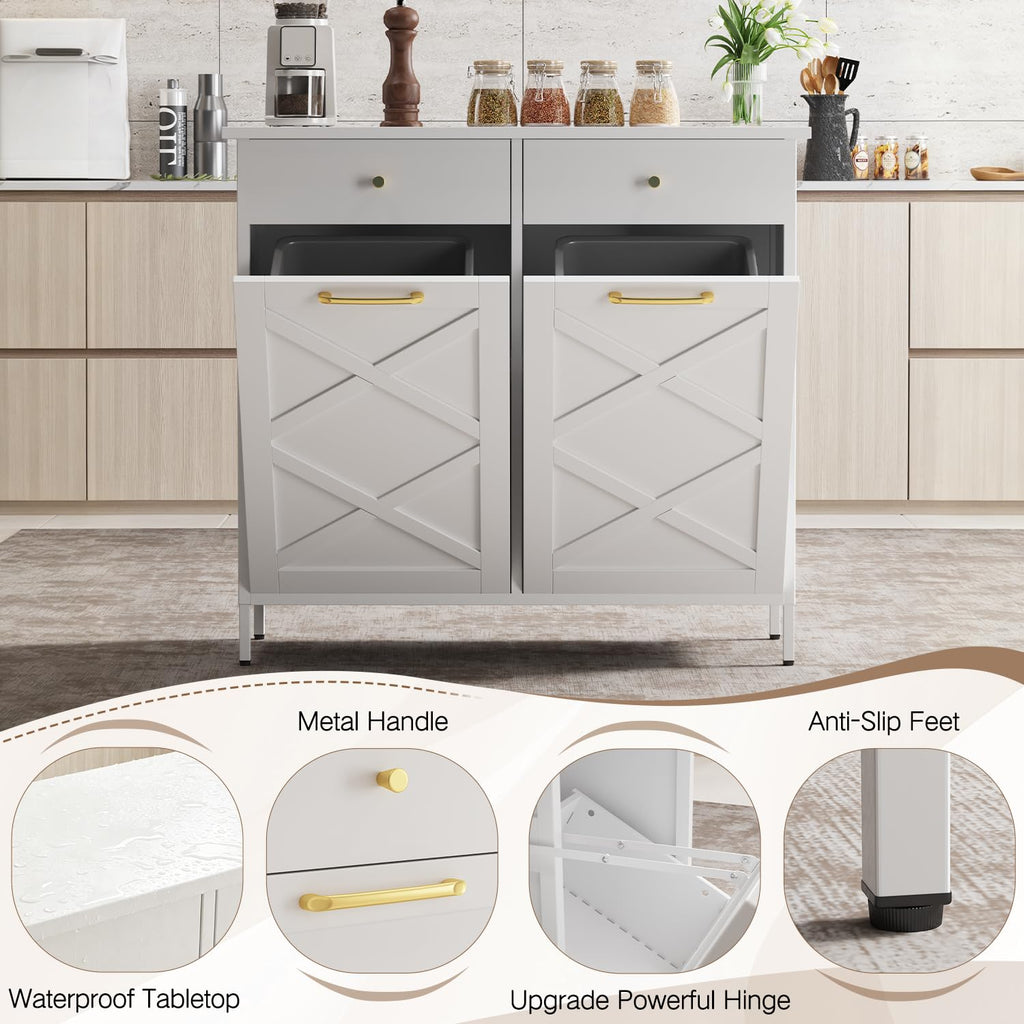 10 Gallon Metal Double Tilt Out Trash Can Cabinet Z301720
