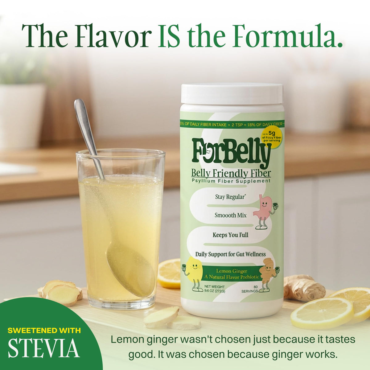 Lemon Ginger Psyllium Husk Fiber Powder Drink Mix S92488