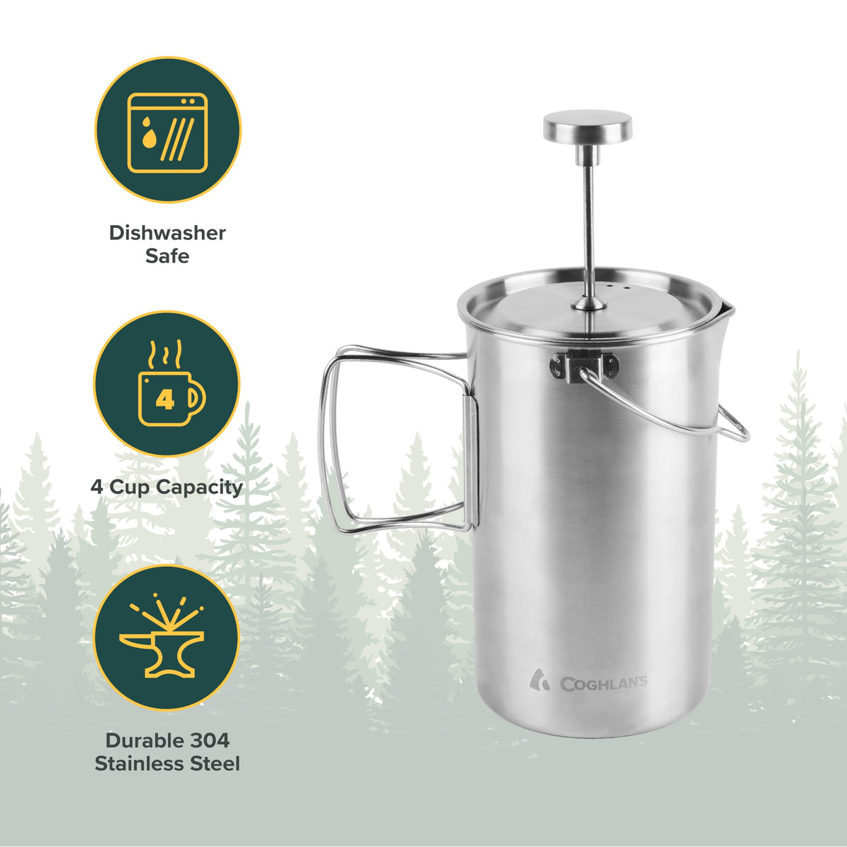 Stainless Steel French Press Coffee Maker 4-Cup 32 oz O1002
