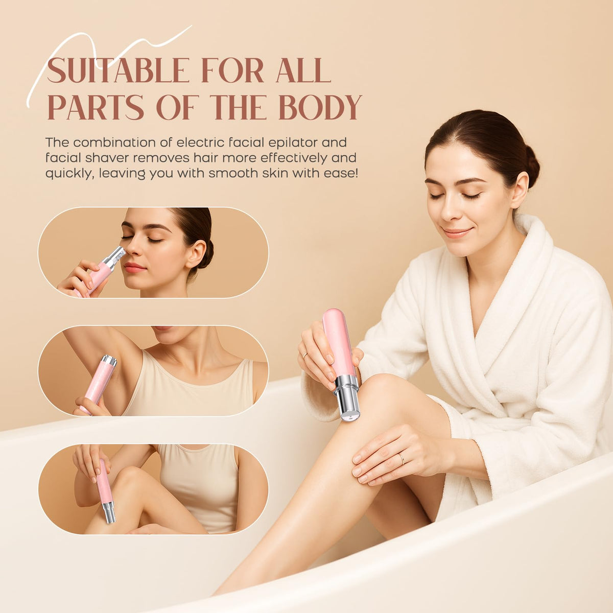 2-in-1 USB Rechargeable Electric Facial Hair Remover with LED Light H8421