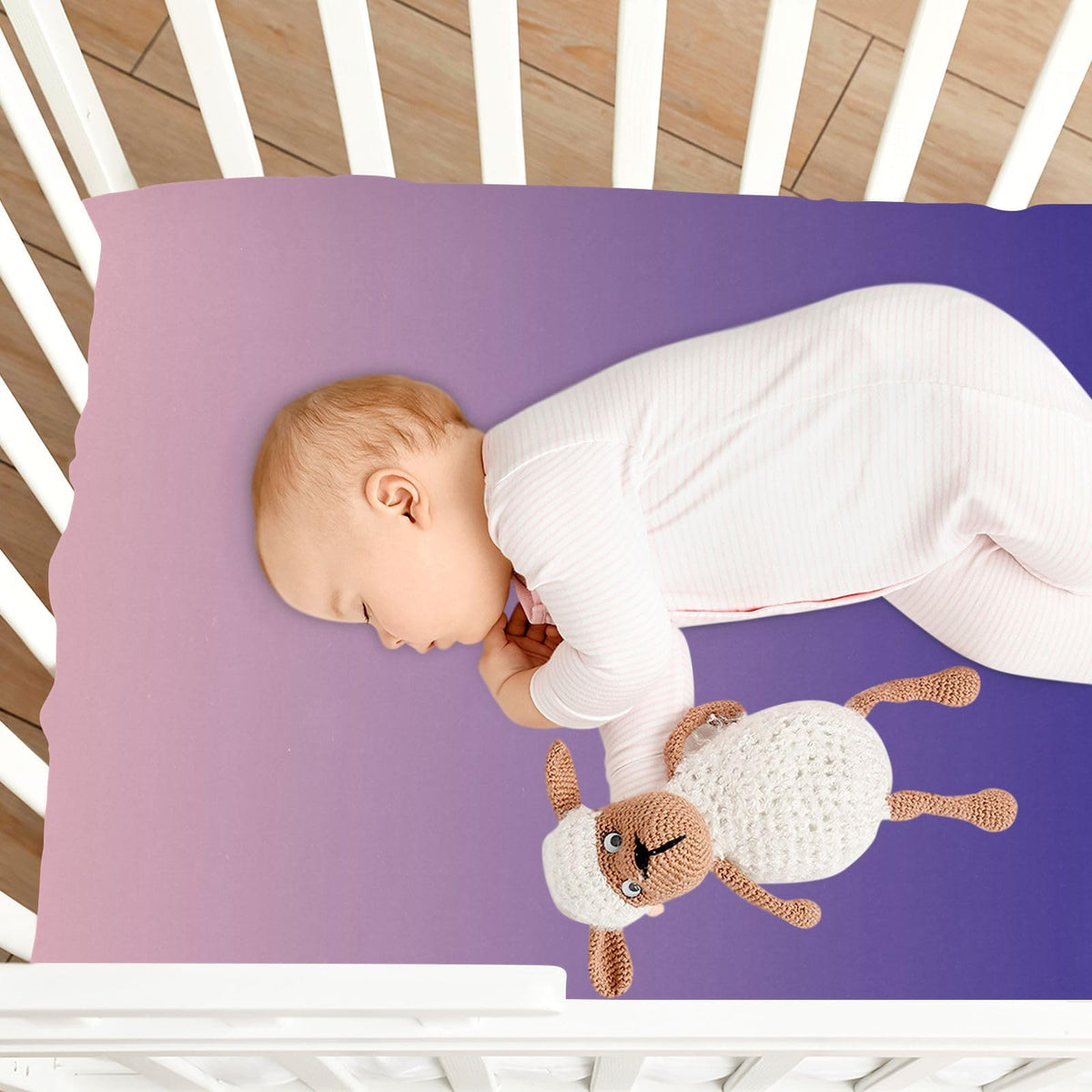 Dark Blue Pink Fitted Crib Sheet Microfiber H327