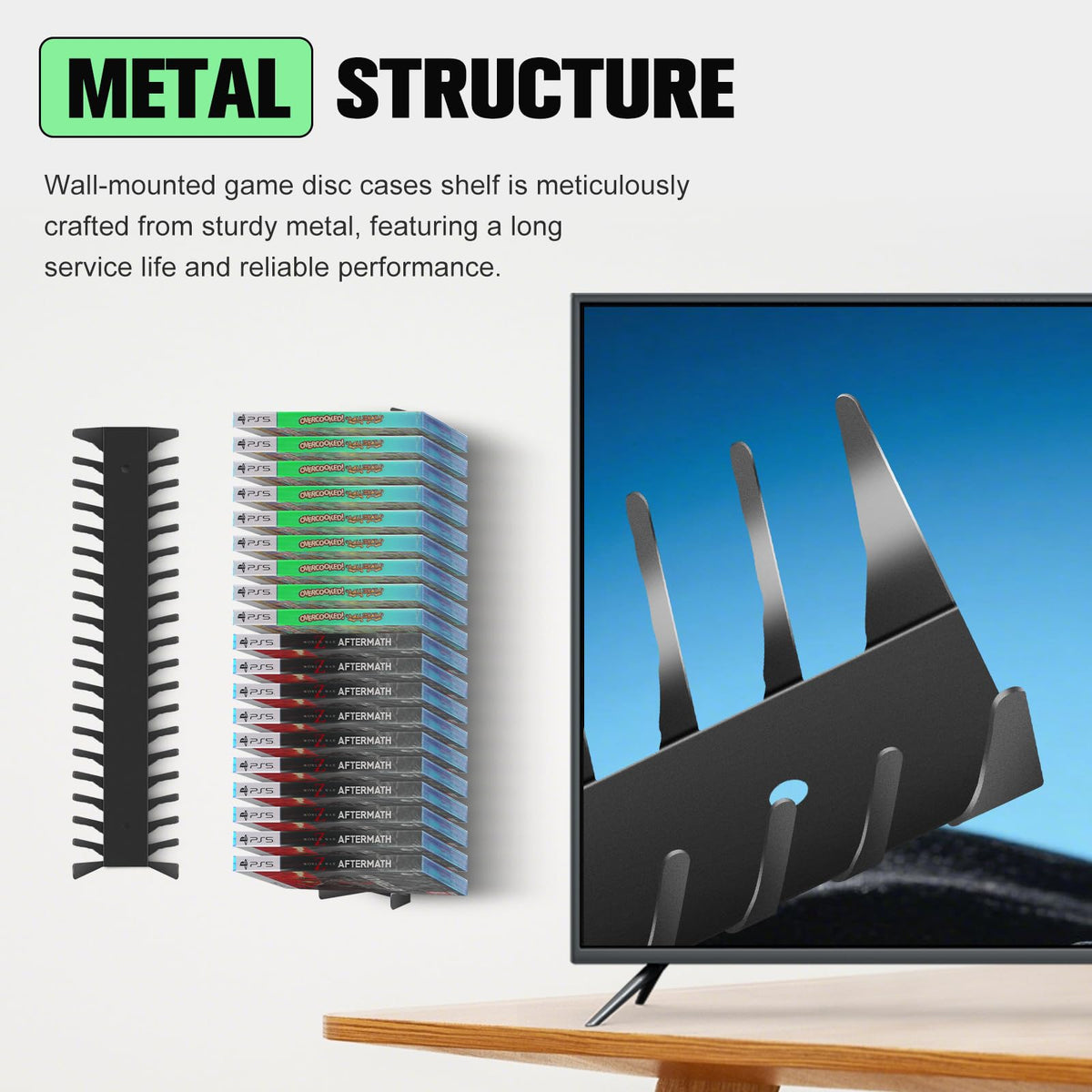 4-Pack Wall Mount DVD Holder Metal Video Game Storage Rack T750197