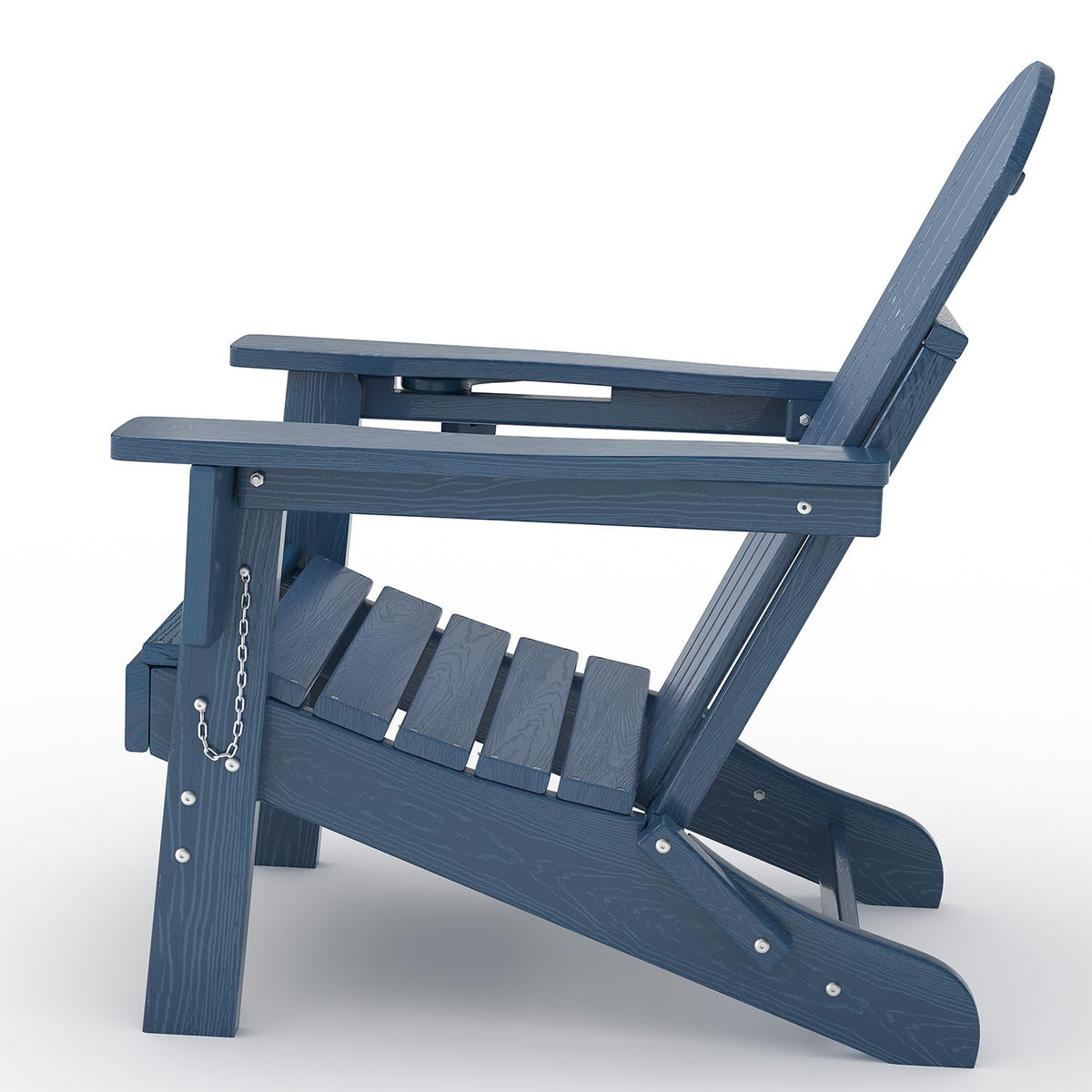 HDPE Folding Adirondack Chair Set of 2 with Side Table, Navy Blue Y3483
