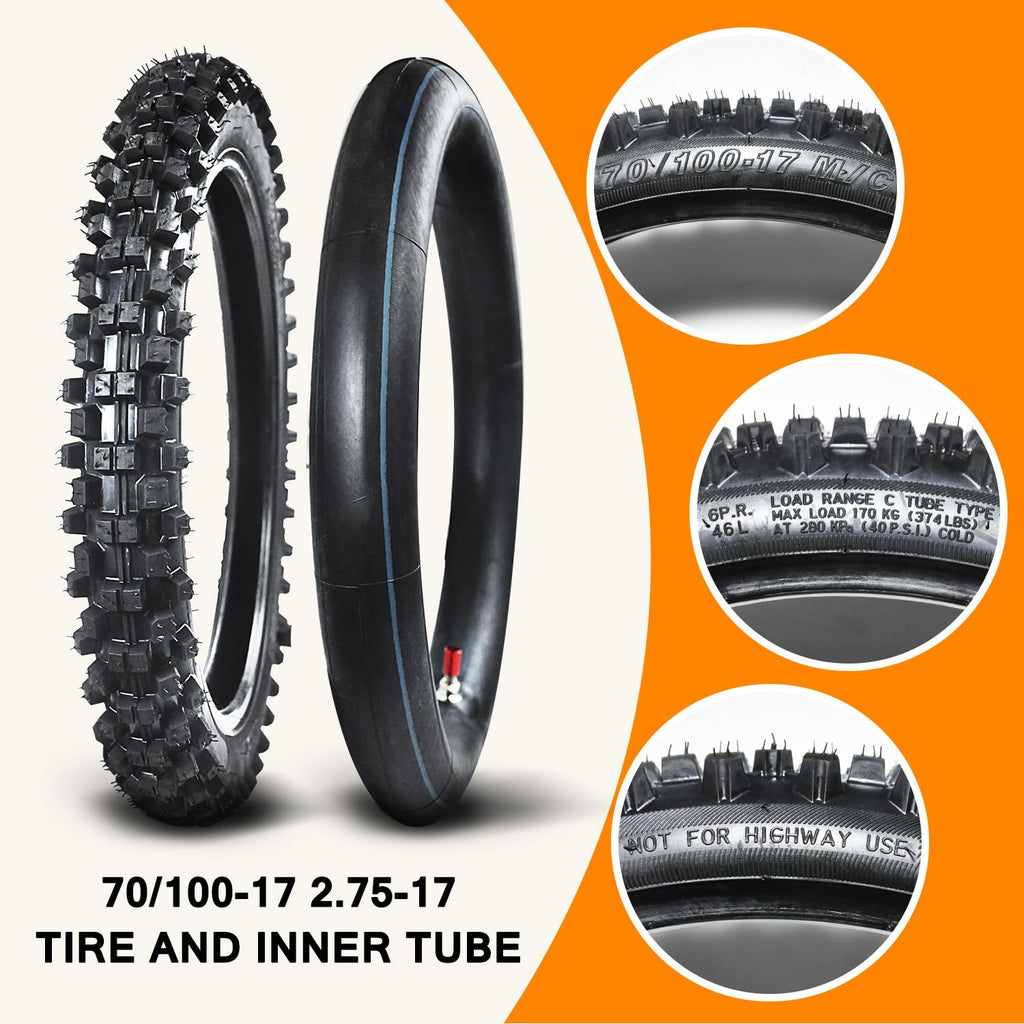 90/100-14 3.00-14 70/100-17 2.75-17 Tire and Inner Tube L1574