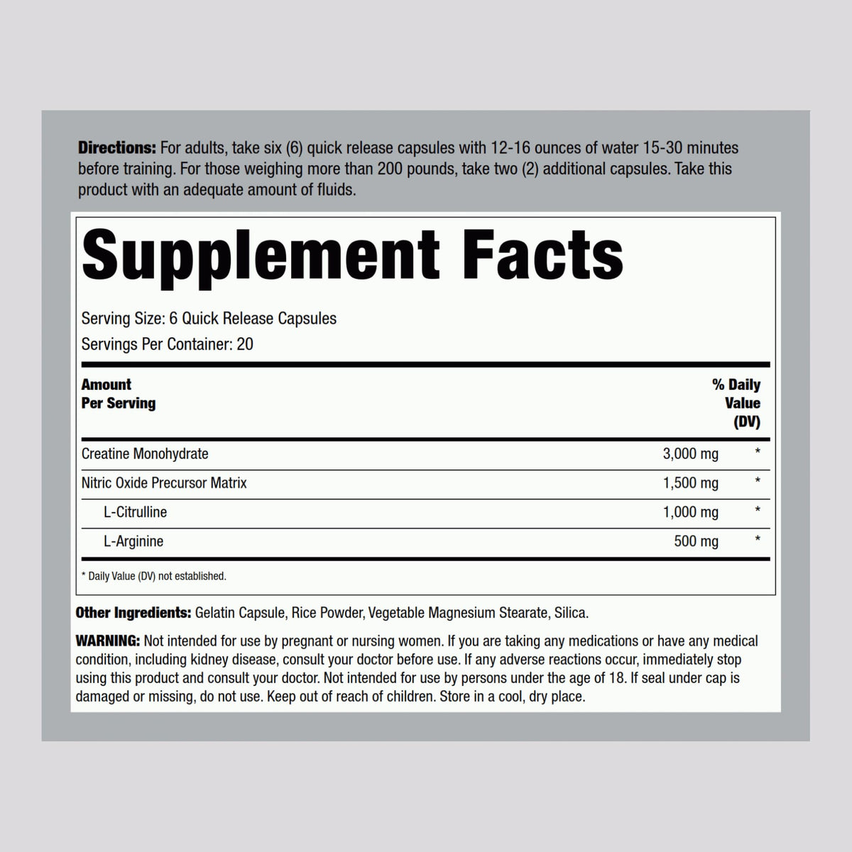 Creatine Monohydrate Capsules 3000mg 120 Count J452646